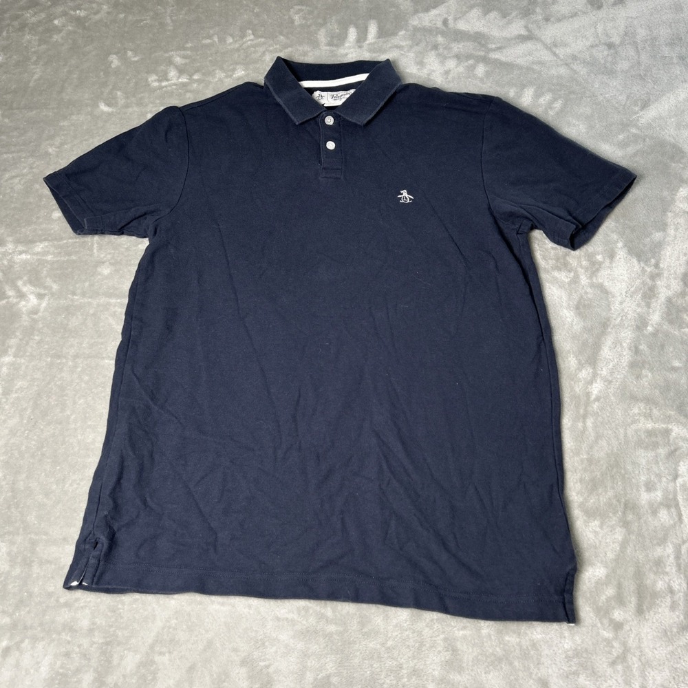 Original Penguin Mens Sport Polo Shirt Navy Blue Short Sleeve Size M